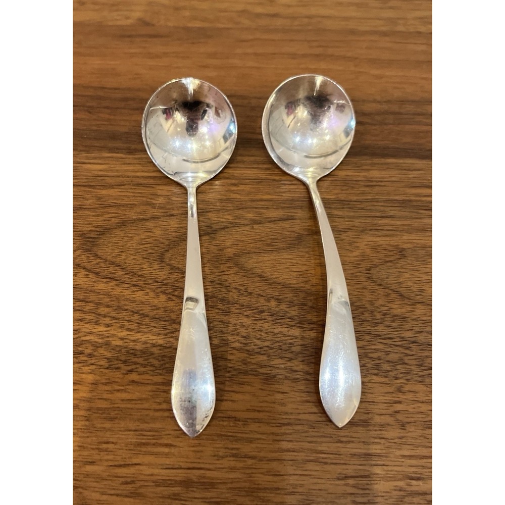 2 Antique Weidlich Stratfield Sterling Silver Soup Spoon 1930's
